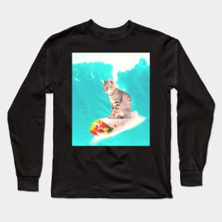 Kitty Cat Surfing Burrito Long Sleeve T-Shirt